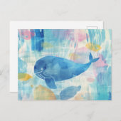 クジラの背景（青） ポストカード (正面/裏面)