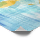 クジラの背景（青） （小） ポスター (角)