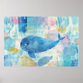 クジラの背景（青） （小） ポスター