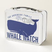 クジラの腕時計のシロナガスクジラの姓の消印 メタルランチボックス (裏面)