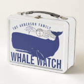 クジラの腕時計のシロナガスクジラの姓の消印 メタルランチボックス (正面)