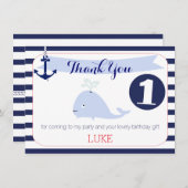 クジラの航海のな第1誕生日は平らなカード感謝していしています サンキューカード (正面/裏面)