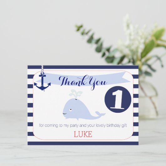 クジラの航海のな第1誕生日は平らなカード感謝していしています サンキューカード (スタンド正面)