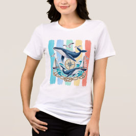 クジラの航海柄　コーストサマーファッションTシャツ トライブレンドＴシャツ