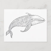 クジラの落書き描画 ポストカード (正面)