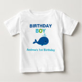 クジラの誕生日のTシャツの幼児のベビーの子供 ベビーTシャツ (正面)