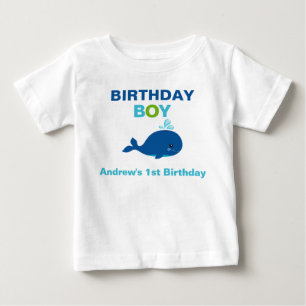 クジラの誕生日のTシャツの幼児のベビーの子供 ベビーTシャツ