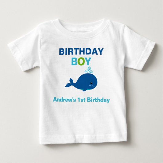 クジラの誕生日のTシャツの幼児のベビーの子供 ベビーTシャツ (正面)