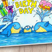クジラの誕生日グリーティングカード サンキューカード