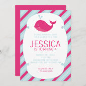 クジラの誕生日招待状 招待状 (正面/裏面)