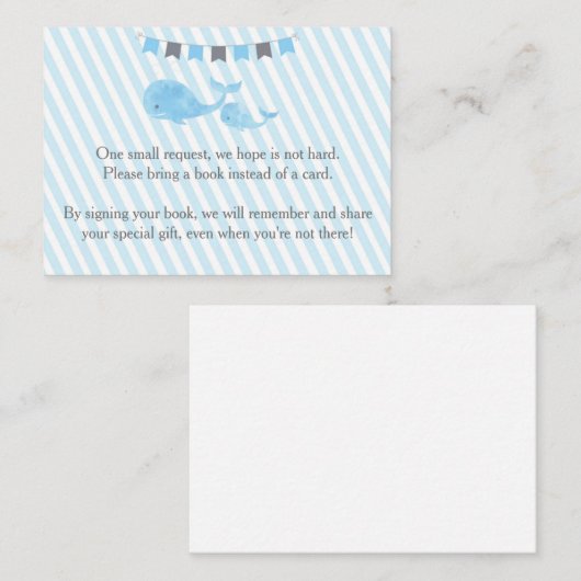 クジラの赤ちゃんシャワーで本を挿入 エンクロージャーカード (正面/裏面)