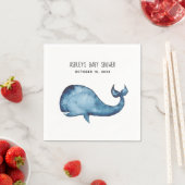 クジラの赤ちゃんシャワー。ベビーボーイ.ネイビーの水色 スタンダードカクテルナプキン (インサイチュ)