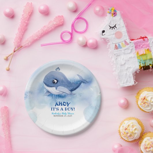 クジラの赤ちゃんシャワー ペーパープレート (パーティー)
