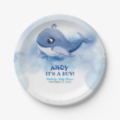 クジラの赤ちゃんシャワー ペーパープレート (正面)