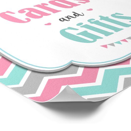 クジラの赤ちゃん航海ののシャワーカードとギフトサイン ポスター (角)