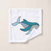 クジラの青い模様 バスタオルセット (ウォッシュタオル)