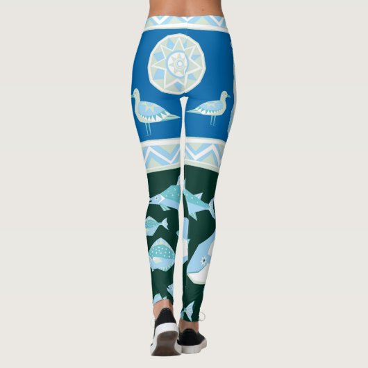 クジラの魚のカモメ模様 レギンス (裏面)