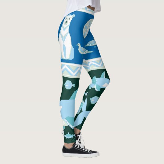 クジラの魚のカモメ模様 レギンス (右)