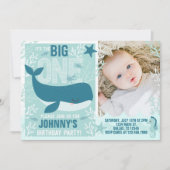 クジラの1歳誕生日パーティー招待状 招待状 (正面)