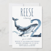 クジラの2歳誕生日招待状 招待状 (正面)