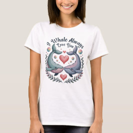 クジラはいつだって愛してるよ かわいいカップルクジラ Tシャツ