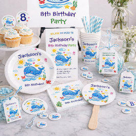 クジラをテーマにした夏の子供の誕生日パーティー スタンダードカクテルナプキン