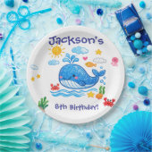 クジラをテーマにした夏の子供の誕生日パーティー ペーパープレート (パーティー)