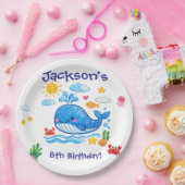 クジラをテーマにした夏の子供の誕生日パーティー ペーパープレート (パーティー)