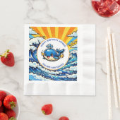 クジラをテーマにした海の男の子の誕生日パーティー 縁ありランチョンナプキン (インサイチュ)