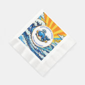 クジラをテーマにした海の男の子の誕生日パーティー 縁ありランチョンナプキン (角)