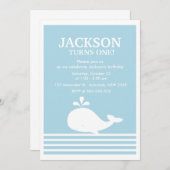 クジラをテーマにした男の子の誕生日パーティーの招待状 招待状 (正面/裏面)