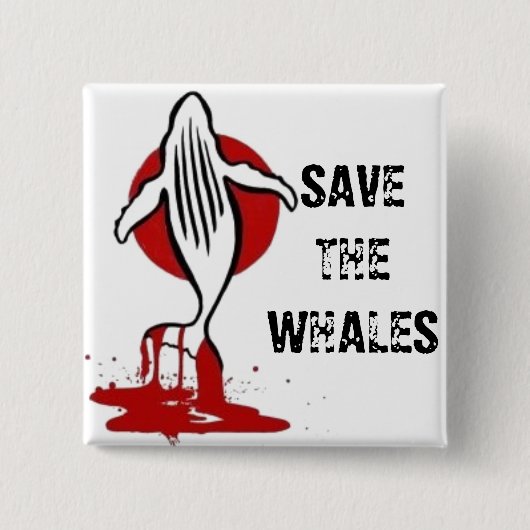 クジラを救って下さい 缶バッジ (正面)