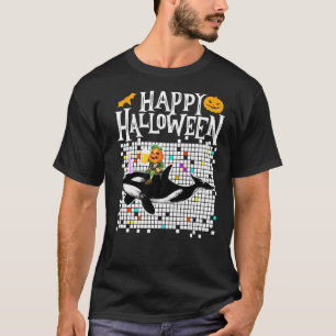 クジラを飲むビールハロウィンCosに乗るカボチャ Tシャツ