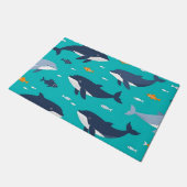 クジライルカ柄 ドアマット (アングル)