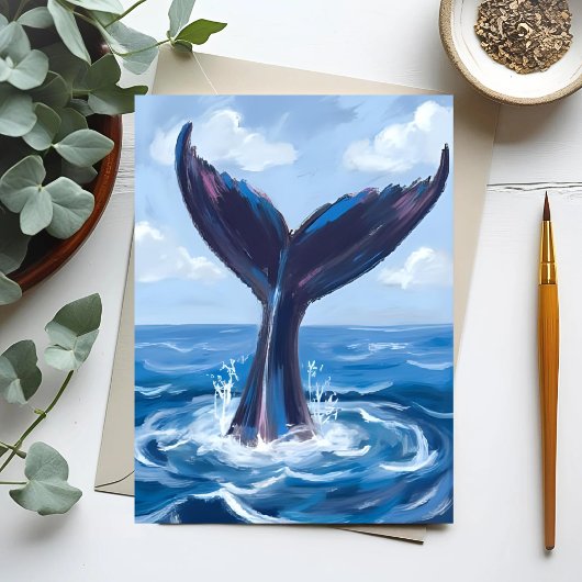 クジラウォッチング | ブルーオーシャン水彩画 ポストカード
