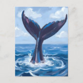 クジラウォッチング | ブルーオーシャン水彩画 ポストカード (正面)