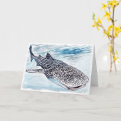 クジラザメの絵 アート blank グリーティングカード (黄色い花)