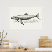 クジラスケッチ ポスター (キッチン)