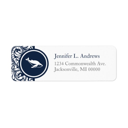 クジラテーマネイビーダマスク住所 シール (正面)