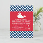 クジラテーマ誕生日ボーイパーティの招待状 招待状 (スタンド正面)