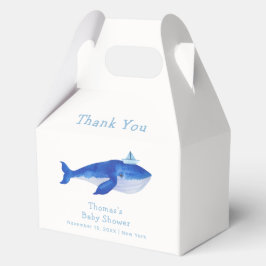 クジラモダンの赤ちゃんシャワーの下の青い男の子 フェイバーボックス