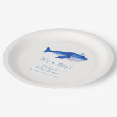 クジラモダンの赤ちゃんシャワーの下の青い男の子 ペーパープレート (アングル)