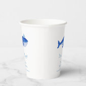 クジラモダンの赤ちゃんシャワーの下の青い男の子 紙コップ (右)