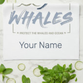 クジラ保護と海水彩セタセアン キッチンタオル (折り畳み)