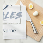 クジラ保護と海水彩セタセアン キッチンタオル (四つ折り)