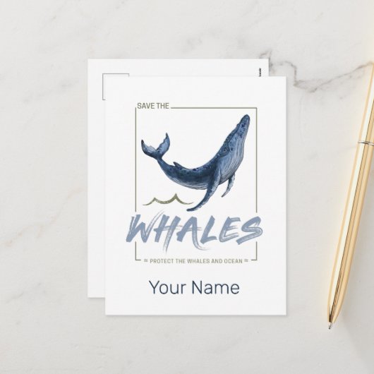 クジラ保護と海水彩セタセアン シーズンポストカード (正面/裏面インサイチュ)