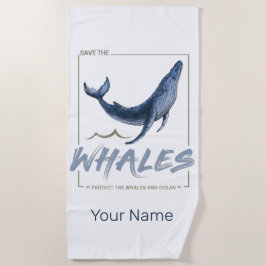 クジラ保護と海水彩セタセアン ビーチタオル