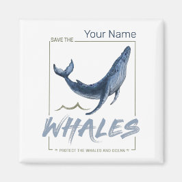 クジラ保護と海水彩セタセアン マグネット