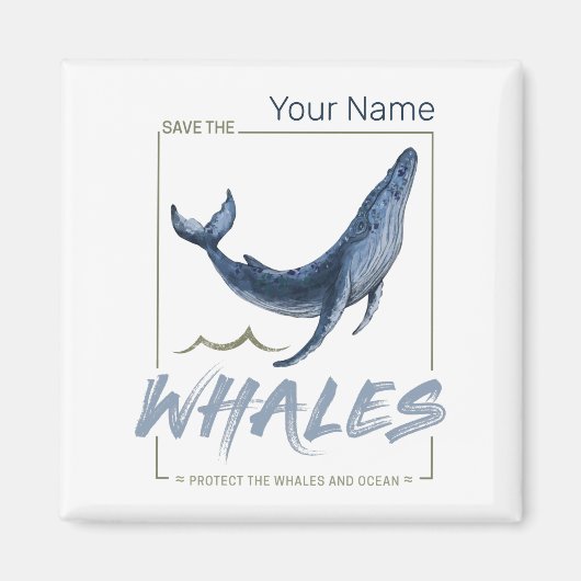 クジラ保護と海水彩セタセアン マグネット (正面)