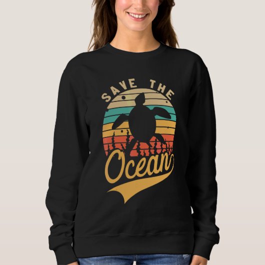 クジラ保護 レトロな海洋保全 スウェットシャツ (正面)